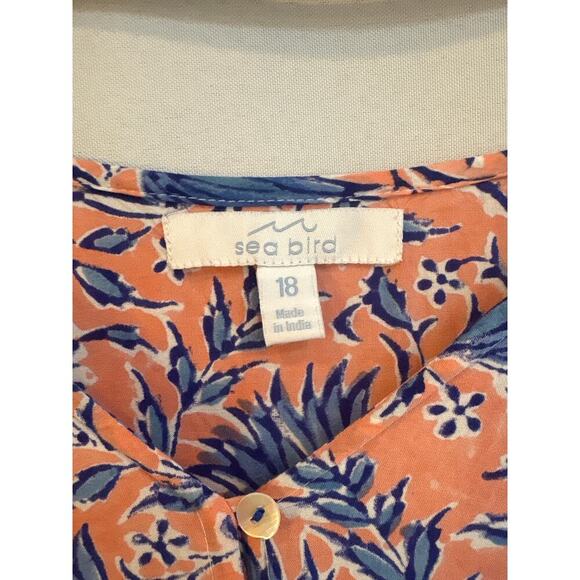 Women’s Sea Bird Size 18 Peach and Blue Maxi Dress. - Picture 3 of 4